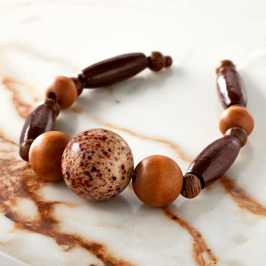 12 Pack: Brown & Gold Wood Mixed Beads by Bead Landing®